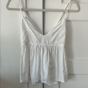 Brandy Melville White gauzy tie back Top